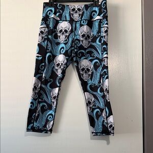 Constantly Varied Gear Skull Print Leggings - Black and Blue